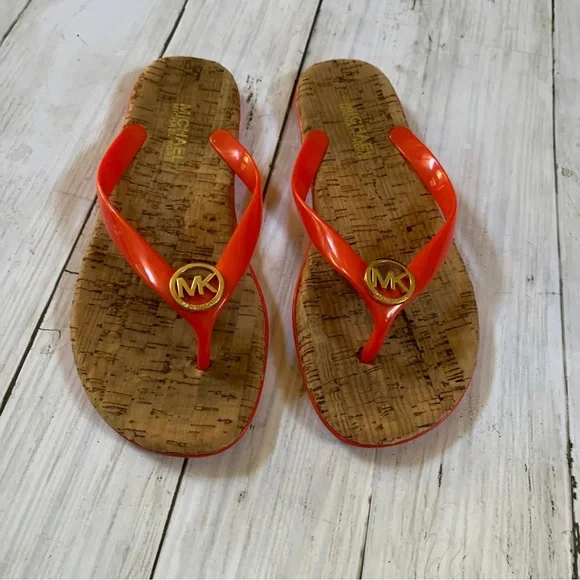 MICHAEL Michael Kors Shoes Michael Kors Flip Flop Red Gold Mk